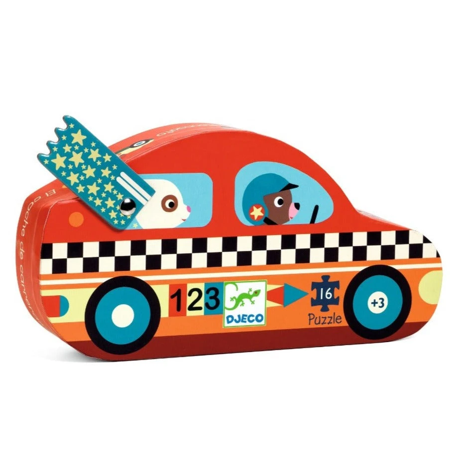 DJECO Puzzel Racing Car 3 Jr / 16 Stks 3 DJECO Puzzel Racing Car 3 Jr / 16 Stks