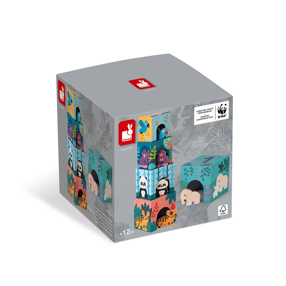 JANOD X WWF Stapeltoren Met 5 Houten Dieren 1 Jr+ 6 JANOD X WWF Stapeltoren Met 5 Houten Dieren 1 Jr+ - Afbeelding 4