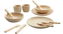 Plan Toys Kinderservies + Bestek Naturel 2 Jr+