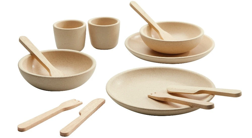 Plan Toys Kinderservies + Bestek Naturel 2 Jr+ 2 Plan Toys Kinderservies + Bestek Naturel 2 Jr+